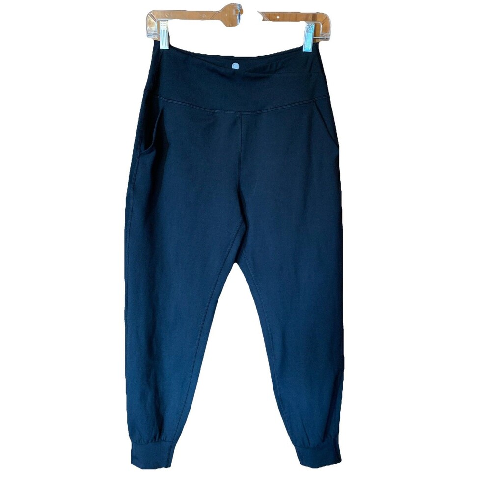 Yogalicious Black Lux Nola $78 Joggers Sz Small Pockets 4 Way Stretch Yoga Gym